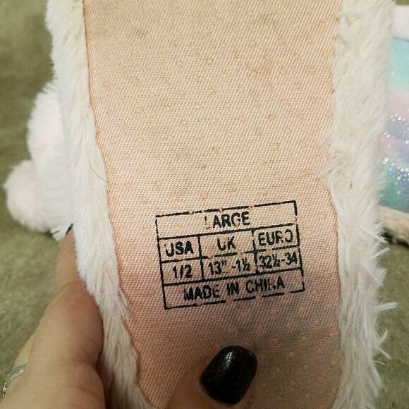 Falls Creek Girls   Size 1-2 Pink Blue Fabric Pull On Ankle Boot Slippers - Picture 9 of 10